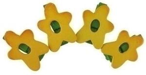 Pinzas Smart Madera Flores Amarillas Pack de 4