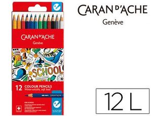 Lapiz Caran D'ache Linea Escolar Acuarelable Fsc Caja Carton de 12 Colores