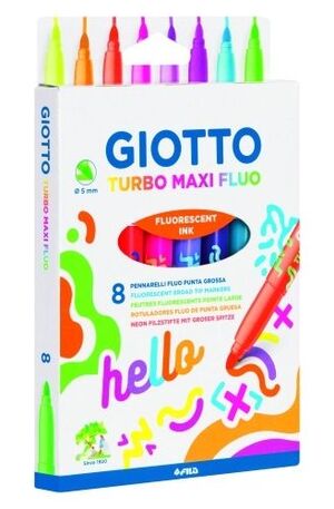 Rotulador Fibra Giotto Turbo Maxi Fluor Estuche 8 Colores Surtidos