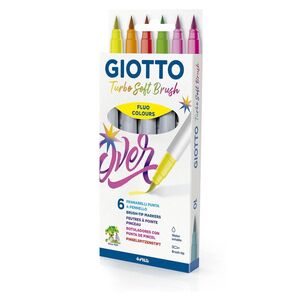 Rotulador Punta Pincel Giotto Fluor Brush Caja 6 Colores Surtidos