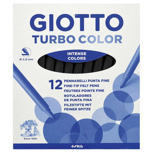 Caja 12 Rotuladores Giotto Turbo Negro