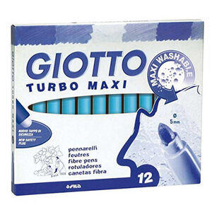 Caja 12 Rotuladores Giotto Turbo Maxi Azul Celeste
