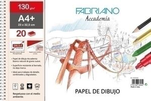 Bloc de Dibujo Fabriano (Espiral) 130G A4+ 20H Micro Liso Recuadro