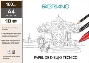 Lamina Dibujo Lineal Fabriano 160G A4 Mini-Pack de 10H Liso