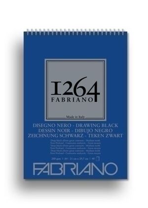 Bloc de Dibujo Fabriano 1264 Black Drawing Rugoso (Espiral Lado Corto) 200G A4 40H