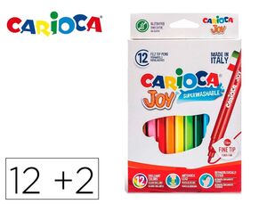 Rotulador Carioca Joy Bolsa Papel 12 Unidades Colores Surtidos + 2 Gratis