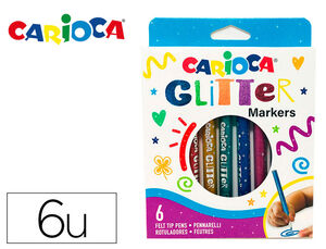 Rotulador Carioca Glitter Punta 1 mm Caja 6 Colores Surtidos
