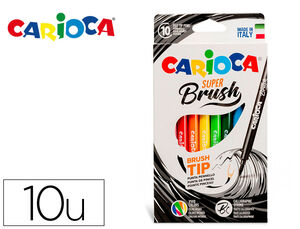 Rotulador Carioca Super Brush Caja 10 Colores Surtidos