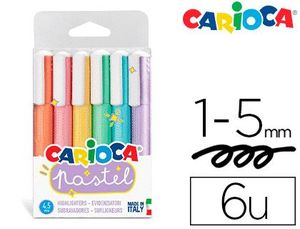 Rotulador Carioca Fluorescente Pastel Blister de 6 Colores Surtidos