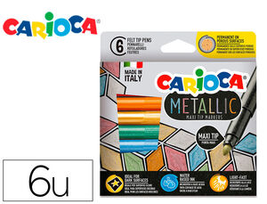 Rotulador Carioca Metallic Punta Maxi 6 mm Caja de 6 Colores Surtidos
