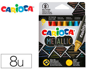 Lapices de Cera Carioca Metallic Triangular Caja de 8 Colores Surtidos