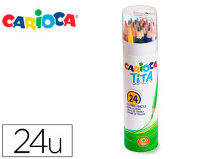 Lapices Carioca Tita Mina 3 mm Tubo Metal 24 Colores Surtidos + Sacapuntas