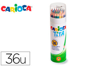 Lapices de Colores Carioca Tita Mina 3 mm Tubo Metal 36 Colores Surtidos + Sacapuntas