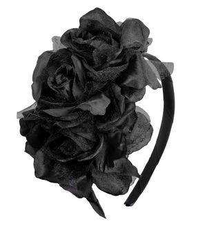 Diadema de 3 Rosas Negras con Brillo