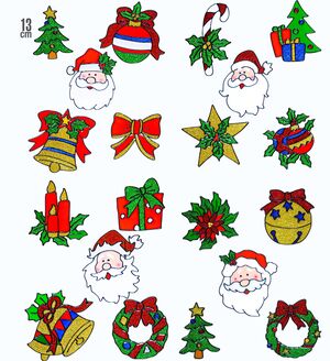 Set 5 Pegatinas Navidad Papa Noel Modelos Surtidos 13 cm