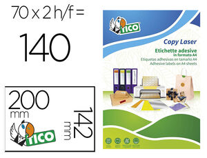 Etiqueta Adhesiva Tico Amarillo Fluor Permanente Fsc Laser/inkjet/fotocopia 200X142 mm Caja de 140 Unidades