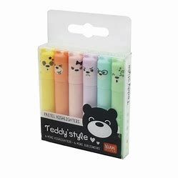 Pack 6 Mini Marcadores Fluorescentes Pastel Teddy´s Style