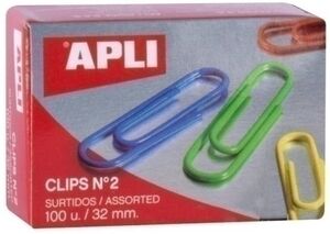 Clip Color Apli Nº2 (32 mm. ) Plastif. caja de 100