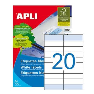 Etiquetas Apli A4 I/l/c Blancas 105X28,75 Caja 100 Hj