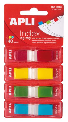Indices Adhesivos Apli Film Zigzag 45 X 12 mm 4 Dispensadores de 35 Indices de 4 Colores