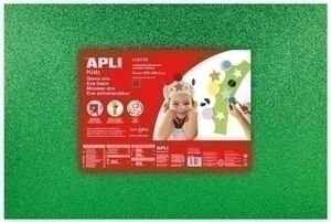 Goma Eva Apli Hoja 40X60 cm Purpurina Verde Paquete de 3