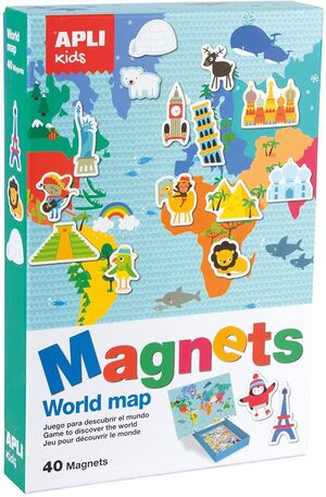 Caja Carton Juego Apli Kids Magnetico Mapa Mundi 40 ud