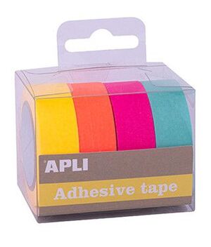 Cinta Adhesiva Fluor 15 mm X 10 M Pack 4 Colores Surtidos