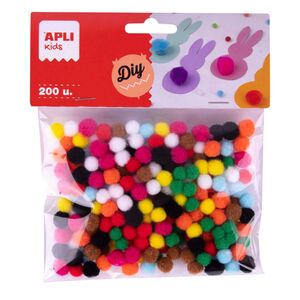 Pompones Mini Apli Kids Colores Surtidos Bolsa 200 ud