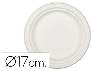 Plato de Fibra Natural Nupik Biodegradable Blanco 17 cm de Diametro Apto Microondas Paquete de 50 un
