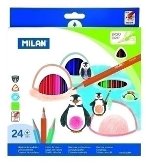 Lapices de Colores Milan Ergo Grip Triangulares Estuche de 24