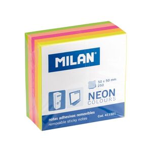 Cubo 250 Notas Adhesivas 50X50 mm Milan Colores Neon