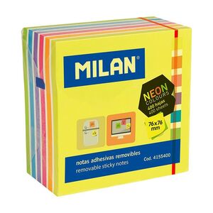 Cubo 400 Notas Adhesivas 76X76 mm Milan Colores Neon