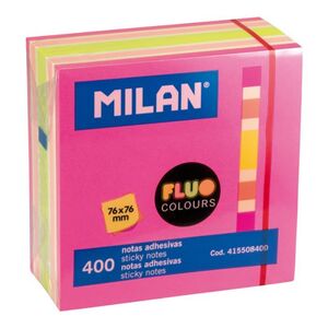 Cubo 400 Notas Adhesivas 76X76 mm Milan Colores Fluor