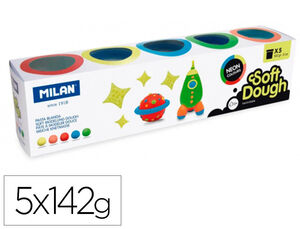 Pasta Milan para Modelar Soft Dough Neon Caja de 5 Botes Colores Surtidos 142 G