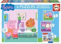 Peppa Pig 4 Puzzles Progresivos 12,16,20,25 Pezas