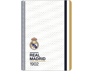 Cuaderno Espiral Safta Folio 80 H 60 Gr Cuadro 4 mm Tapa Extradura Real Madrid 1 Equipacion 23/24