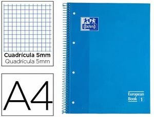 Cuaderno Espiral Europeanbook 1 5X5 mm A4 80 Hj 90 Gr Oxford Classic Turquesa