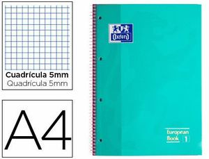 Cuaderno Espiral Europeanbook 1 5X5 mm A4 80 Hj 90 Gr Oxford Classic Verde Menta