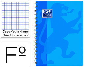 Cuaderno Espiral Oxford School Classic Tapa Polipropileno Folio 80 Hojas Cuadro 4 mm con Margen Azul