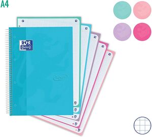 Cuaderno Espiral Europeanbook 5 Oxford 5X5 mm A4+ Pastel te 120 Hj 90 Gr
