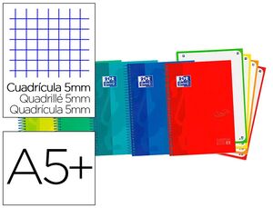 Cuaderno Espiral Oxford Ebook 4 5X5 mm A5+ 120 Hj T/ex Microperforadas Colores Vivos Surtidos