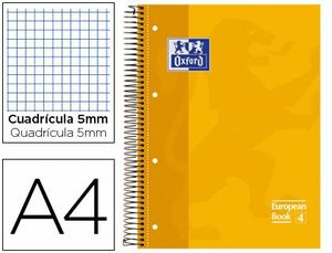 Cuaderno Espiral Europeanbook 1 5X5 mm A4 80 Hj 90 Gr Oxford Classic Amarillo
