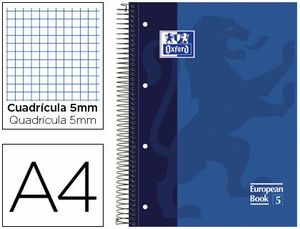 Cuaderno Espiral Europeanbook 5 5X5 mm A4+ 120 Hj T/e Oxford Classic Colores Vivos