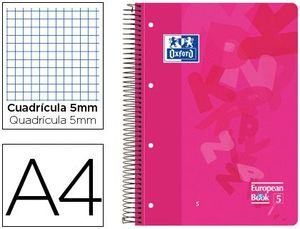 Cuaderno Espiral Europeanbook 4 A4+ 5X5 120 Hj T/p Oxford Lagoon Colores Surtidos