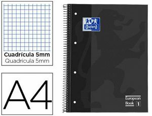 Cuaderno Espiral 5X5 mm A4 80 Hj 90 Gr Oxford Negro