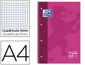 Cuaderno Espiral Europeanbook 1 5X5 mm A4+ 80 Hj T/e Oxford Fucsia