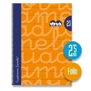 Cuaderno Cuadrovia Lamela Fº 2,5 mm 80 Hj 7Fte002 Naranja