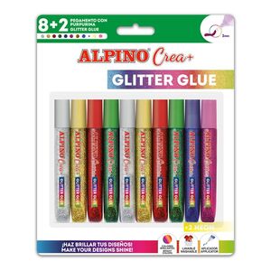 Blister Alpino Crea Pegamento Glitter 8 + 2 Colores Neon Surtidos