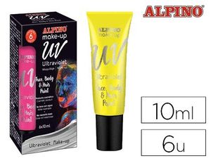 Maquillaje Alpino Fluorescente Bajo Luz Ultravioleta Amarillo Tubo 10 Ml Caja de 6 Unidades