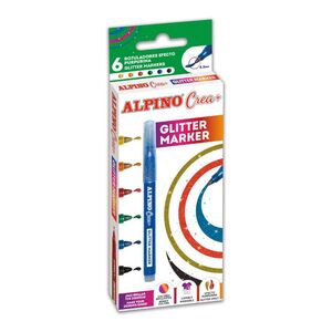 Rotulador Alpino Crea Glitter 6 Colores Surtidos